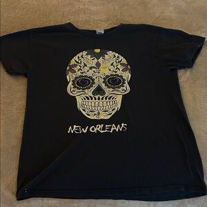 Gildan Kids Skull Tee - Black with Purple and Yellow Accents